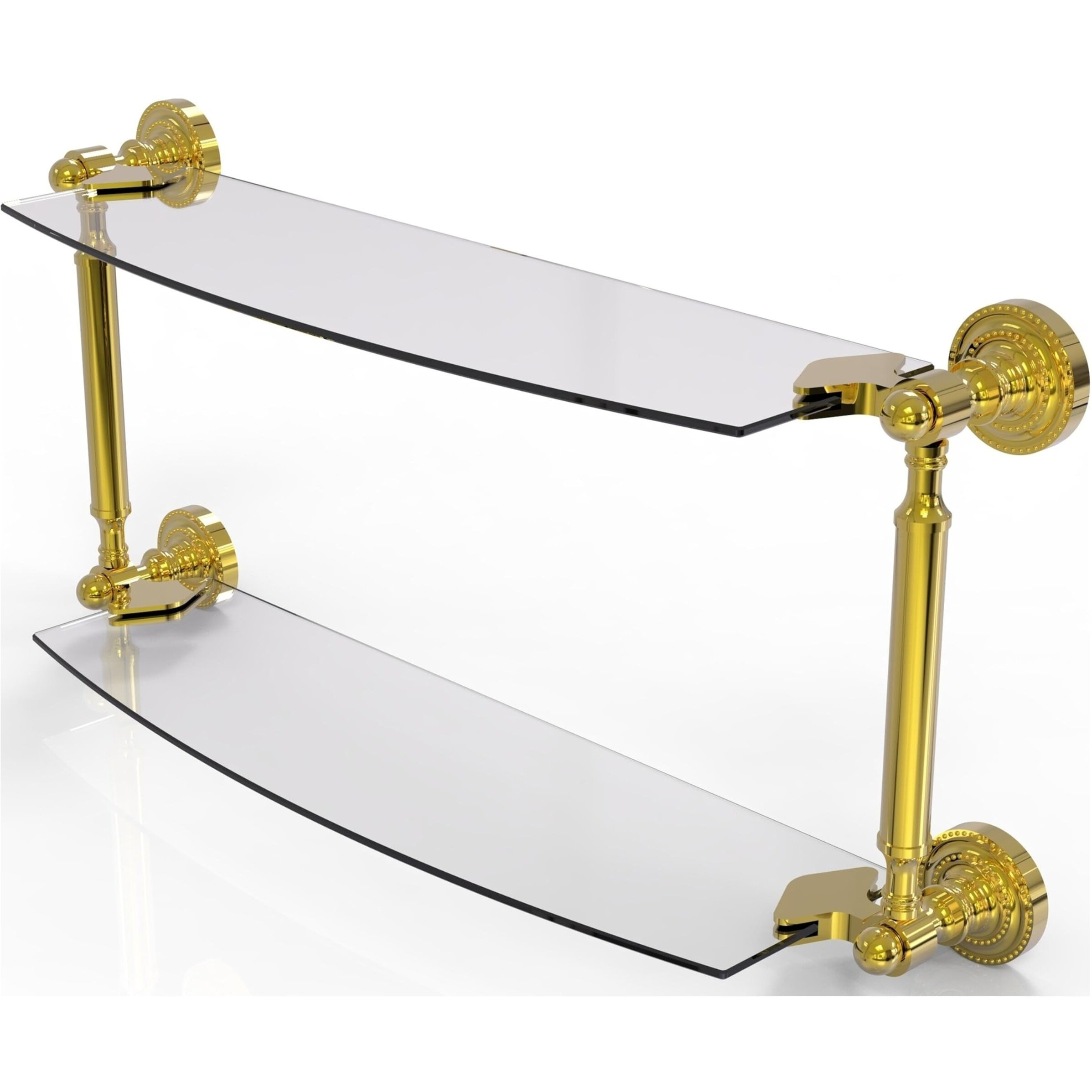 Allied Brass DT-34/24-PB Dottingham Collection 24 Inch Two Tiered Glass Shelf, Polished Brass