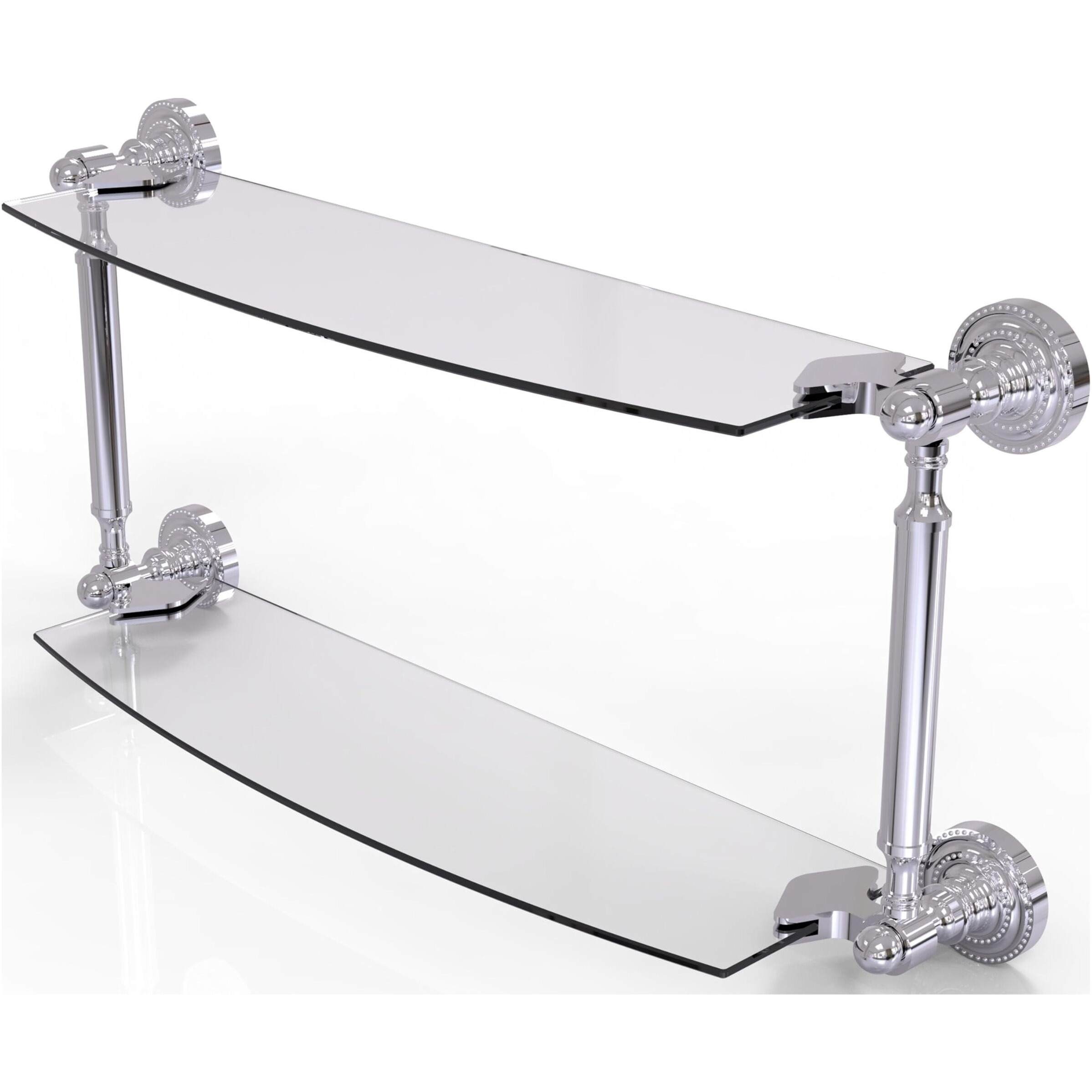 Allied Brass DT-34/18-PC Dottingham Collection 18 Inch Two Tiered Glass Shelf, Polished Chrome