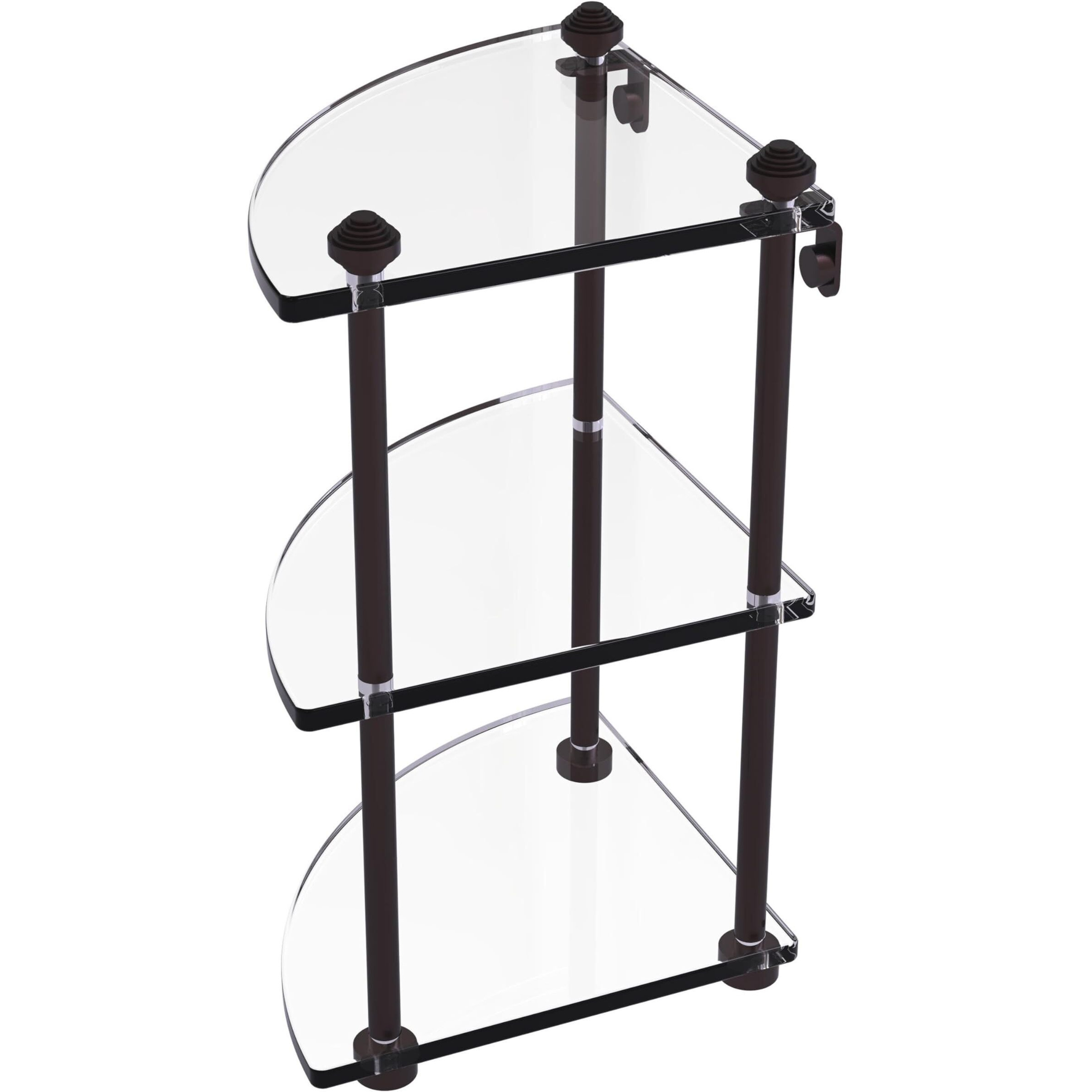 Allied Brass SB-6-ABZ Southbeach Collection Three Tier Corner Glass Shelf, Antique Bronze