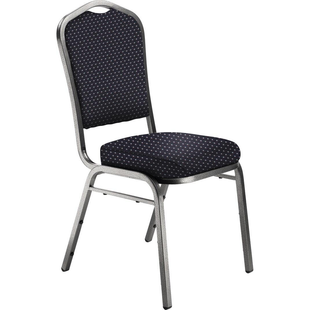 National Public Seating NPS 9300 Series 37" Metal and Fabric Stack Chair in Diamond Navy/Silvervein