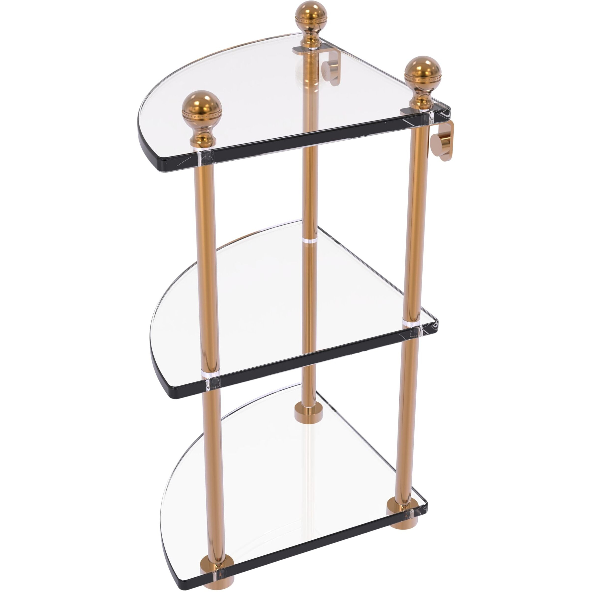 Allied Brass MA-6-BBR Mambo Collection 3 Tier Corner Glass Shelf, Brushed Bronze