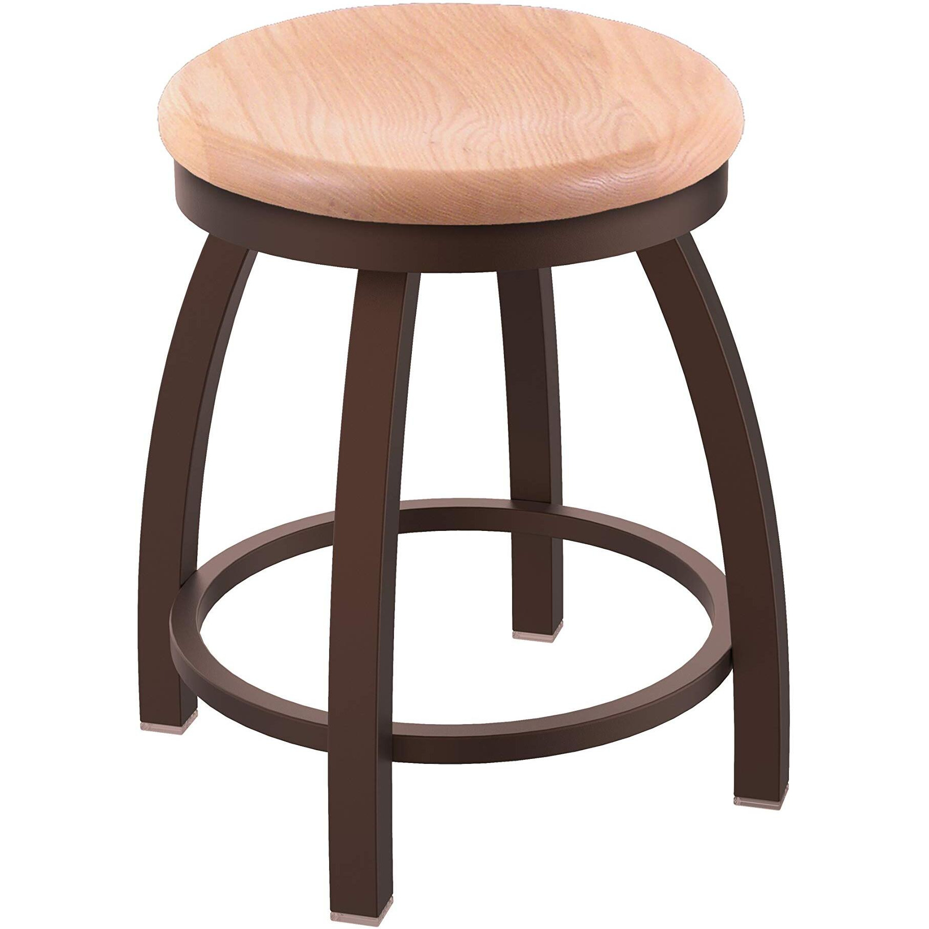 802 Misha 18" Swivel Vanity Stool with Bronze Finish and Natural Oak Seat
