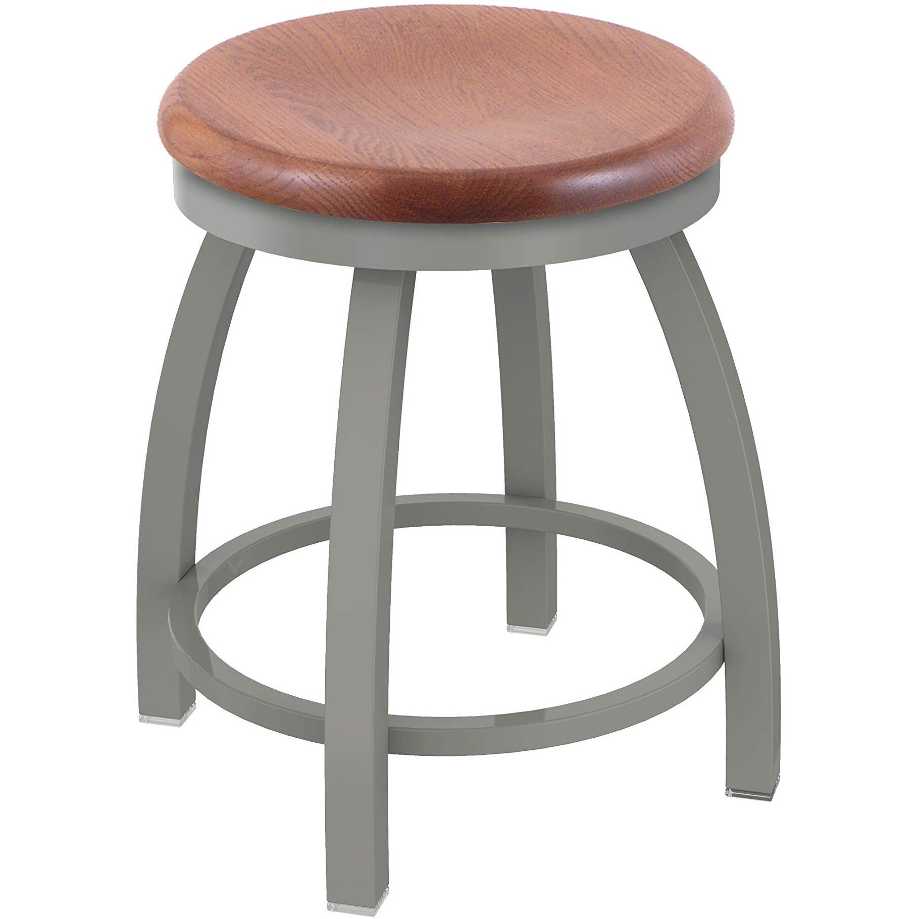 802 Misha 18" Swivel Vanity Stool with Anodized Nickel Finish and Medium Oak Seat