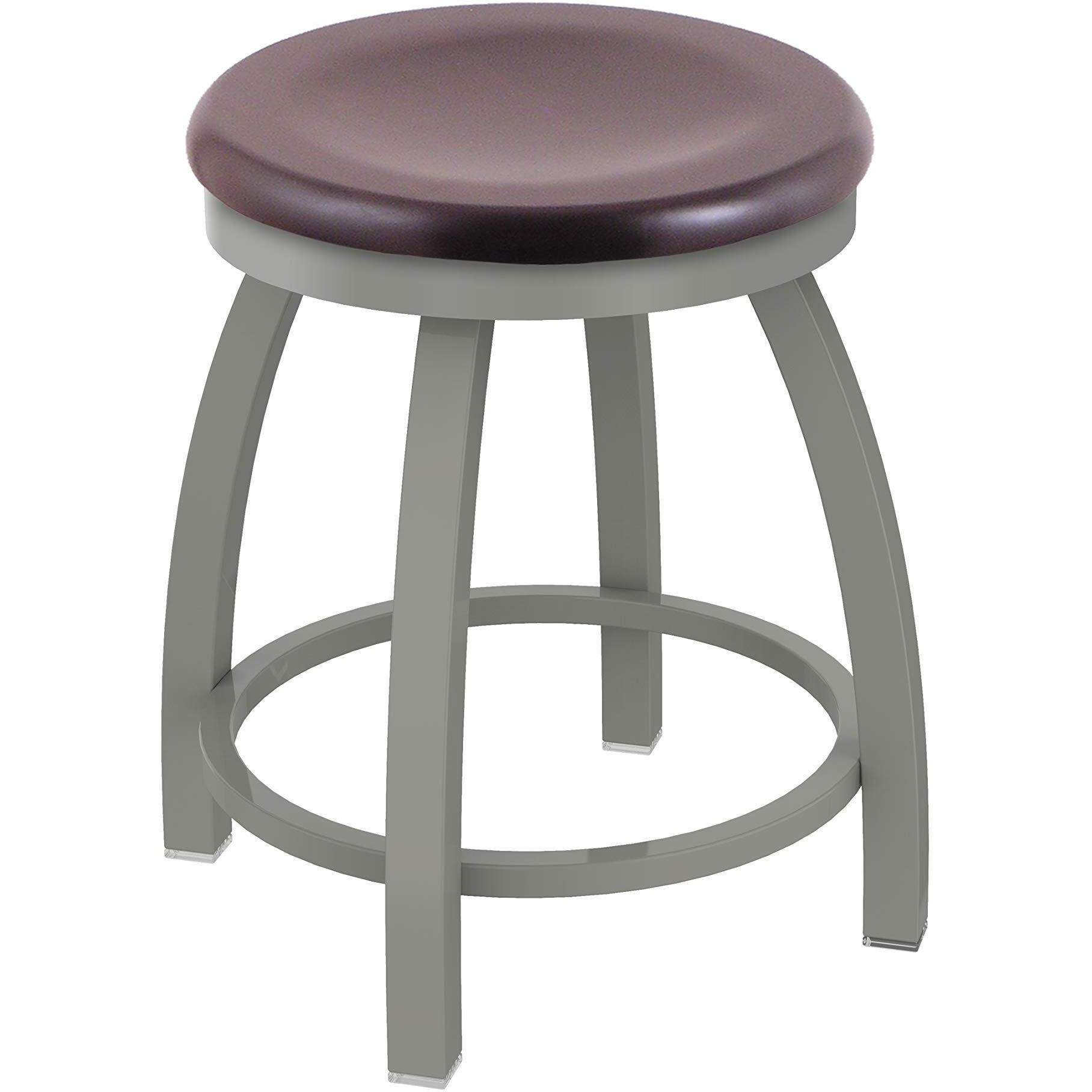 802 Misha 18" Swivel Vanity Stool with Anodized Nickel Finish and Dark Cherry Maple Seat