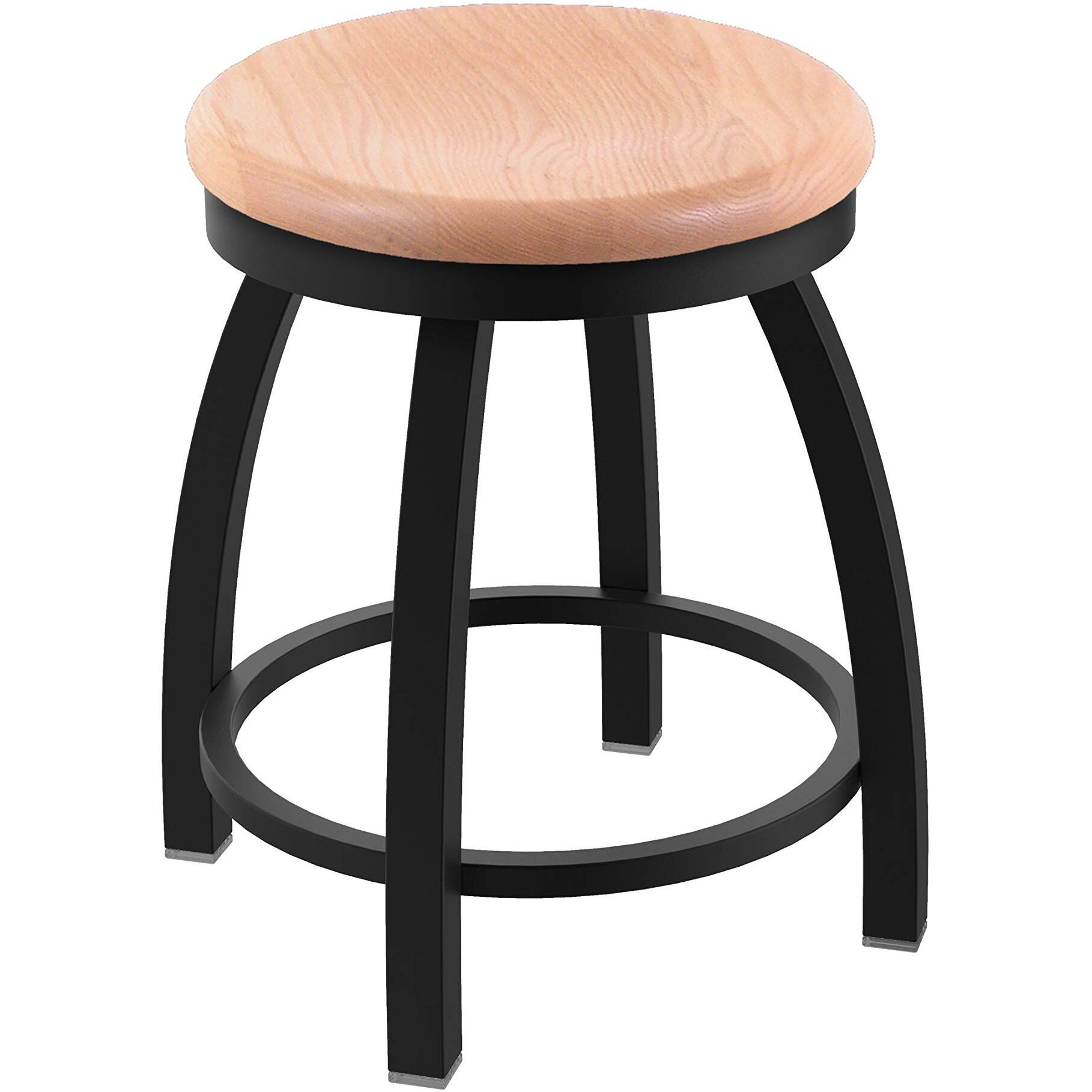 802 Misha 18" Swivel Vanity Stool with Black Wrinkle Finish and Natural Oak Seat