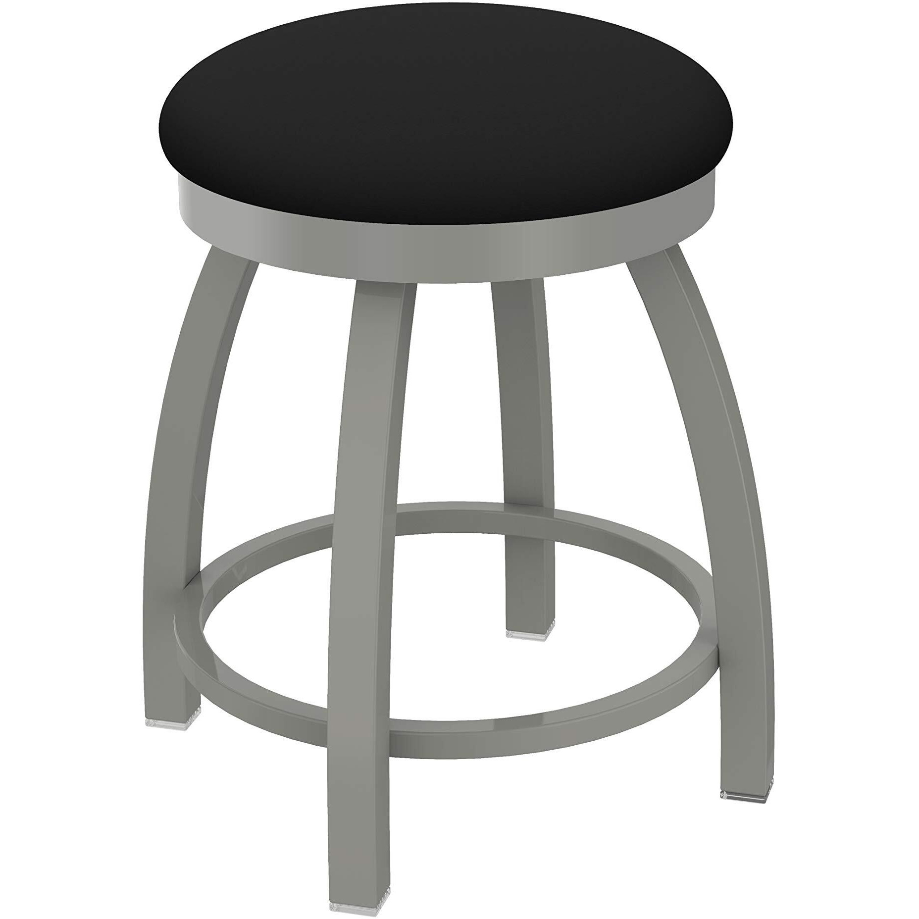 802 Misha 18" Swivel Vanity Stool with Anodized Nickel Finish and Black Vinyl Seat