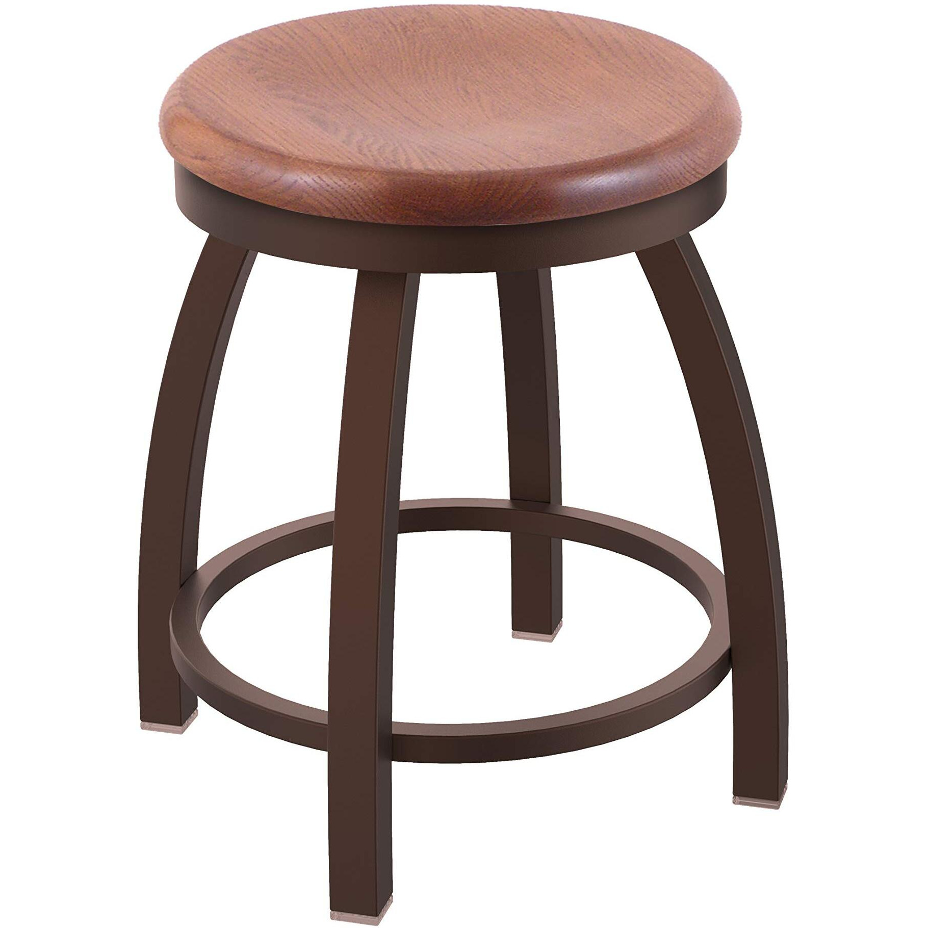 802 Misha 18" Swivel Vanity Stool with Bronze Finish and Medium Oak Seat