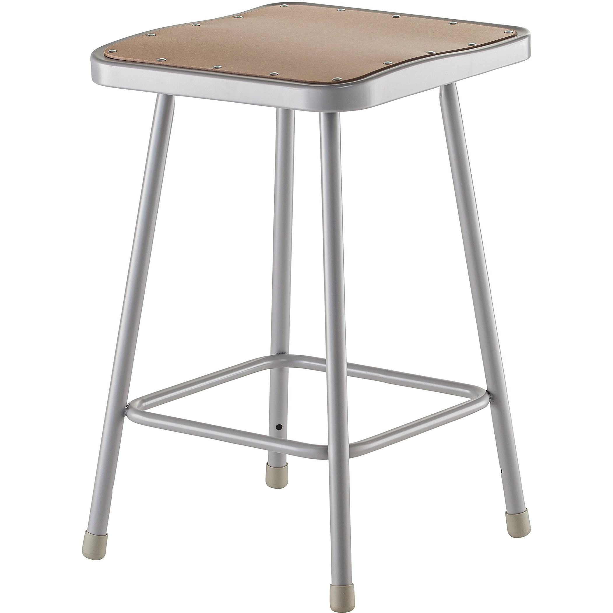 National Public Seating 6324 Grey Steel Stool with 24" Square Hardboard Seat