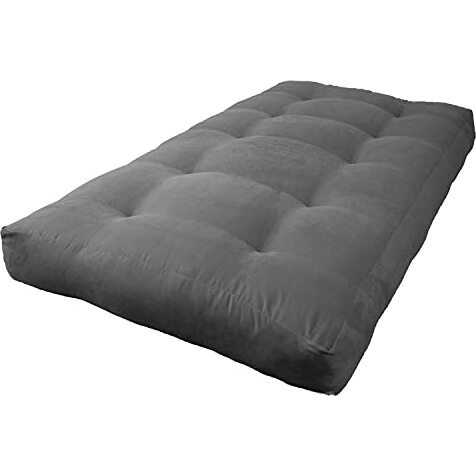 Blazing Needles Vitality 8" Microsuede Futon Mattress, Twin, Steel Grey