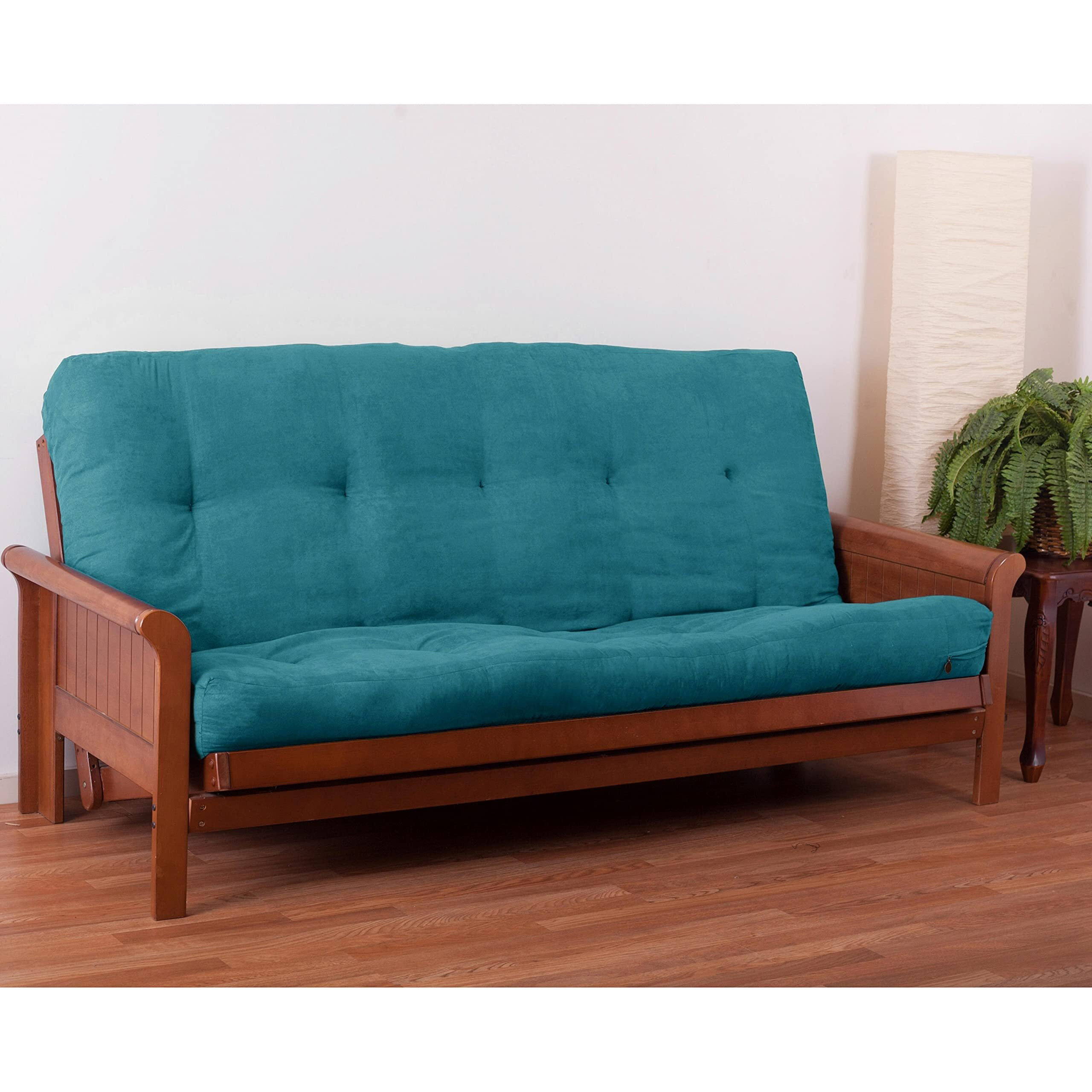 Blazing Needles Vitality 7" Microsuede Futon Mattress, Full, Aqua Blue