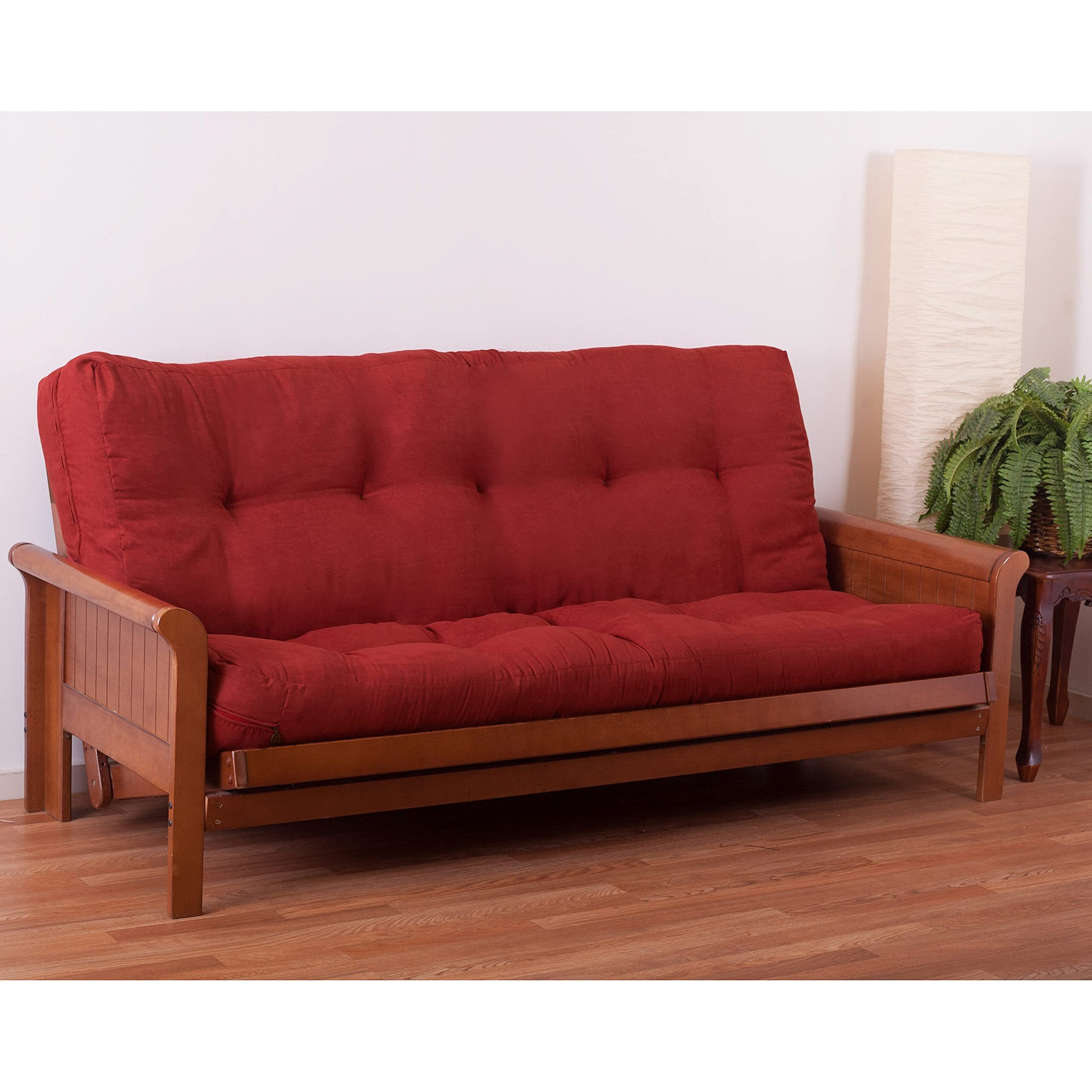 Blazing Needles Vitality 7" Microsuede Futon Mattress, Full, Cardinal Red
