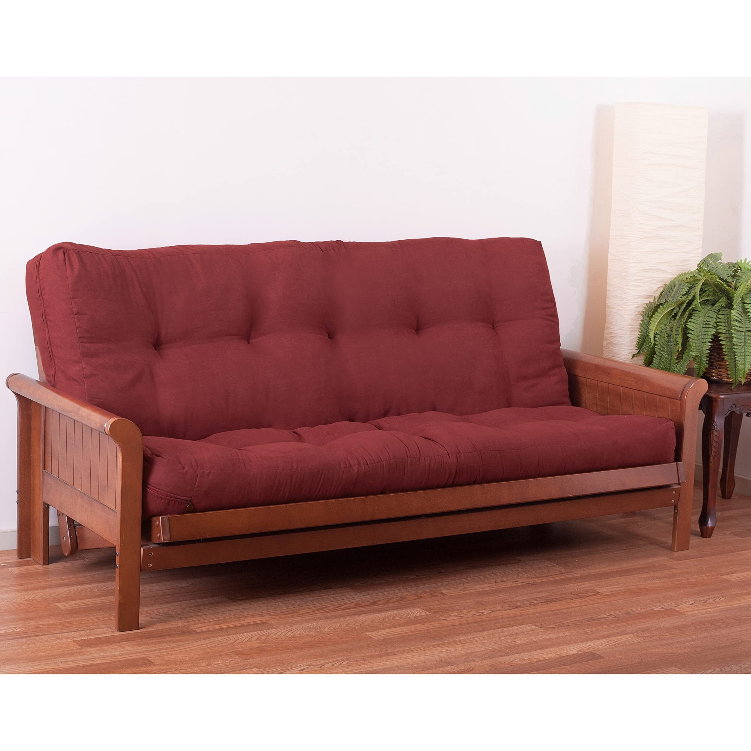 Blazing Needles Vitality 7" Microsuede Futon Mattress, Full, Red Wine
