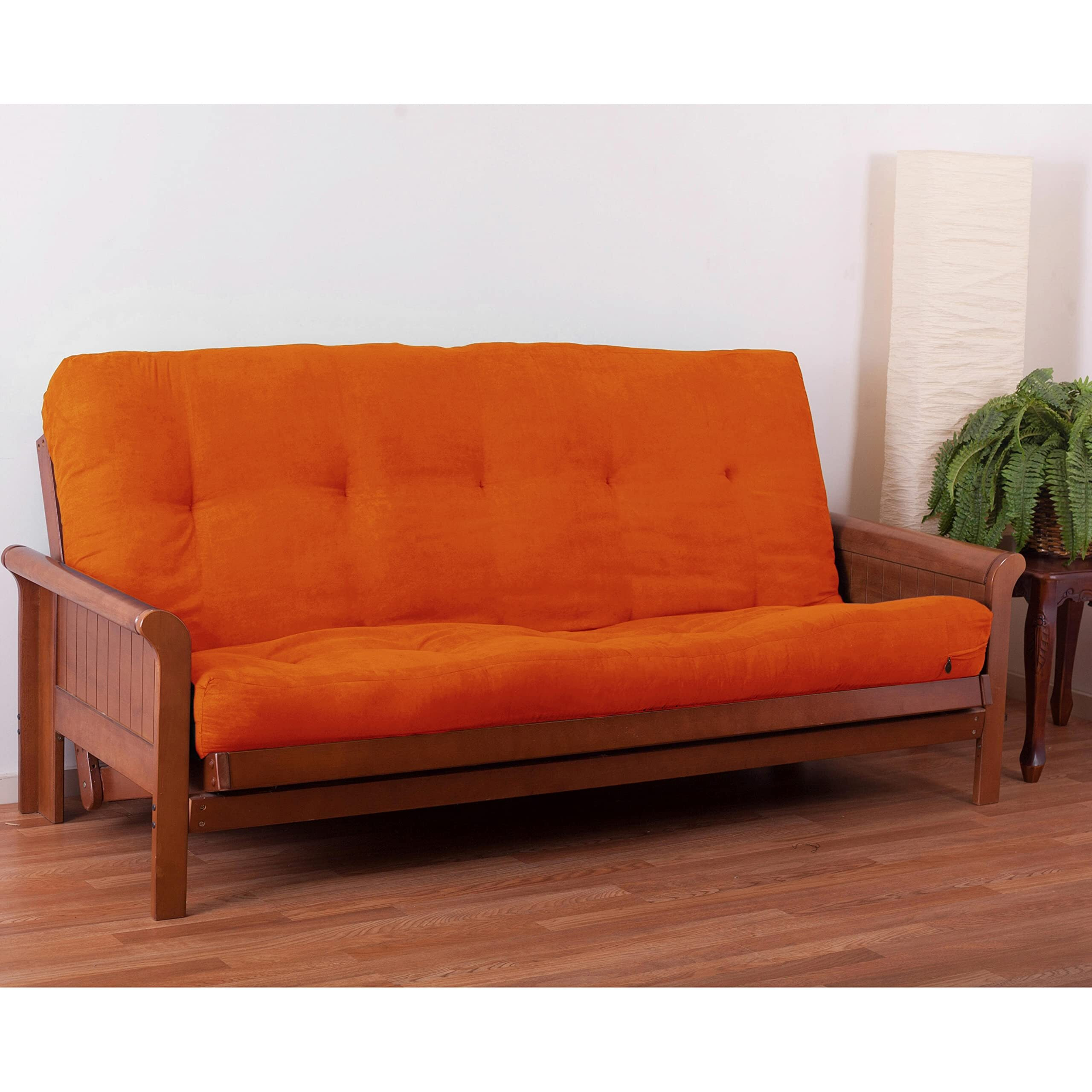Blazing Needles Vitality 7" Microsuede Futon Mattress, Full, Tangerine Dream