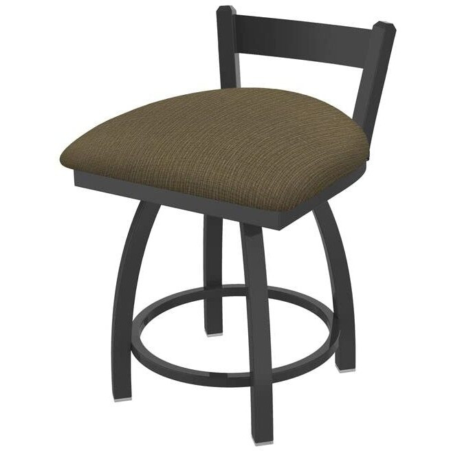 821 Catalina 18" Low Back Swivel Vanity Stool with Pewter Finish and Graph Cork Seat