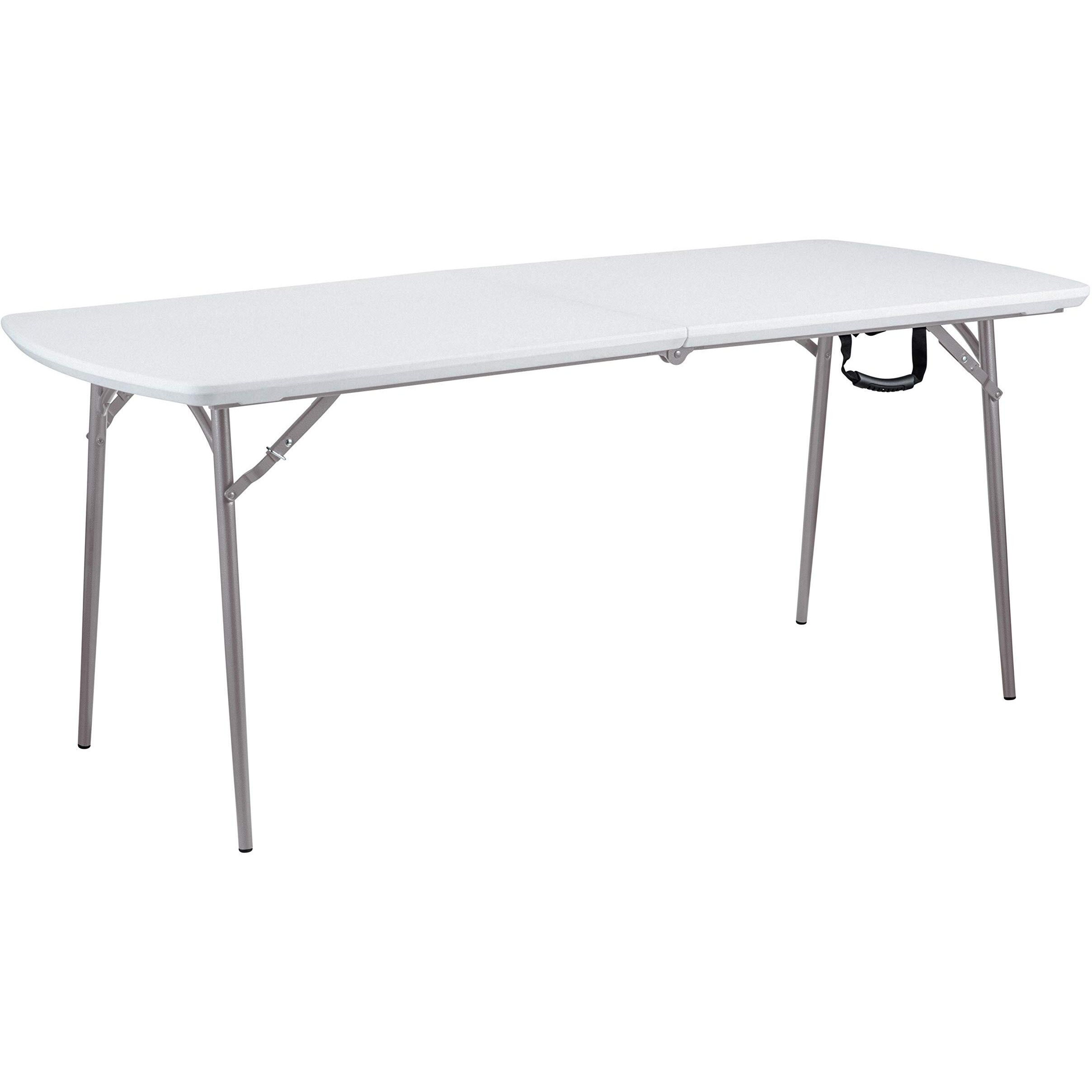 National Public Seating 30" x 72" Plastic Folding Table - Fold in Half, Heavy-Duty, Portable, Indoor/Outdoor Table for Office, Camping, Events & Parties  Scratch & Heat Resistant, Speckled Gray