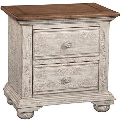 American Woodcrafters Cottage Traditions Crackled White Two Drawer Nightstand