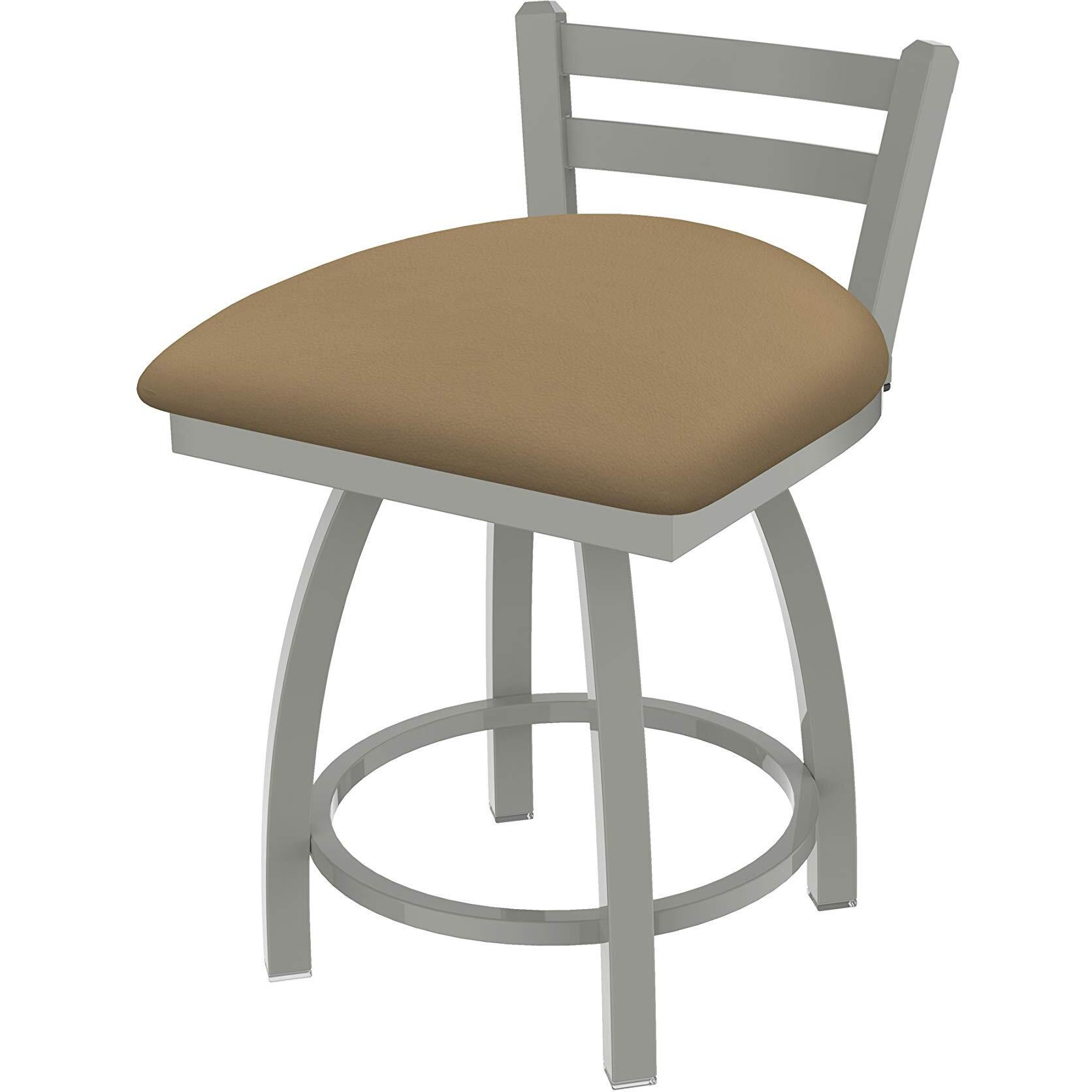 411 Jackie 18" Low Back Swivel Vanity Stool with Anodized Nickel Finish and Canter Sand Seat