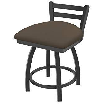 411 Jackie 18" Low Back Swivel Vanity Stool with Pewter Finish and Canter Earth Seat