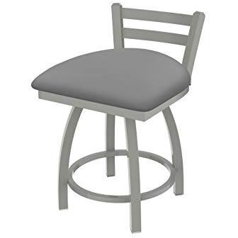 411 Jackie 18" Low Back Swivel Vanity Stool with Anodized Nickel Finish and Canter Folkstone Grey Seat
