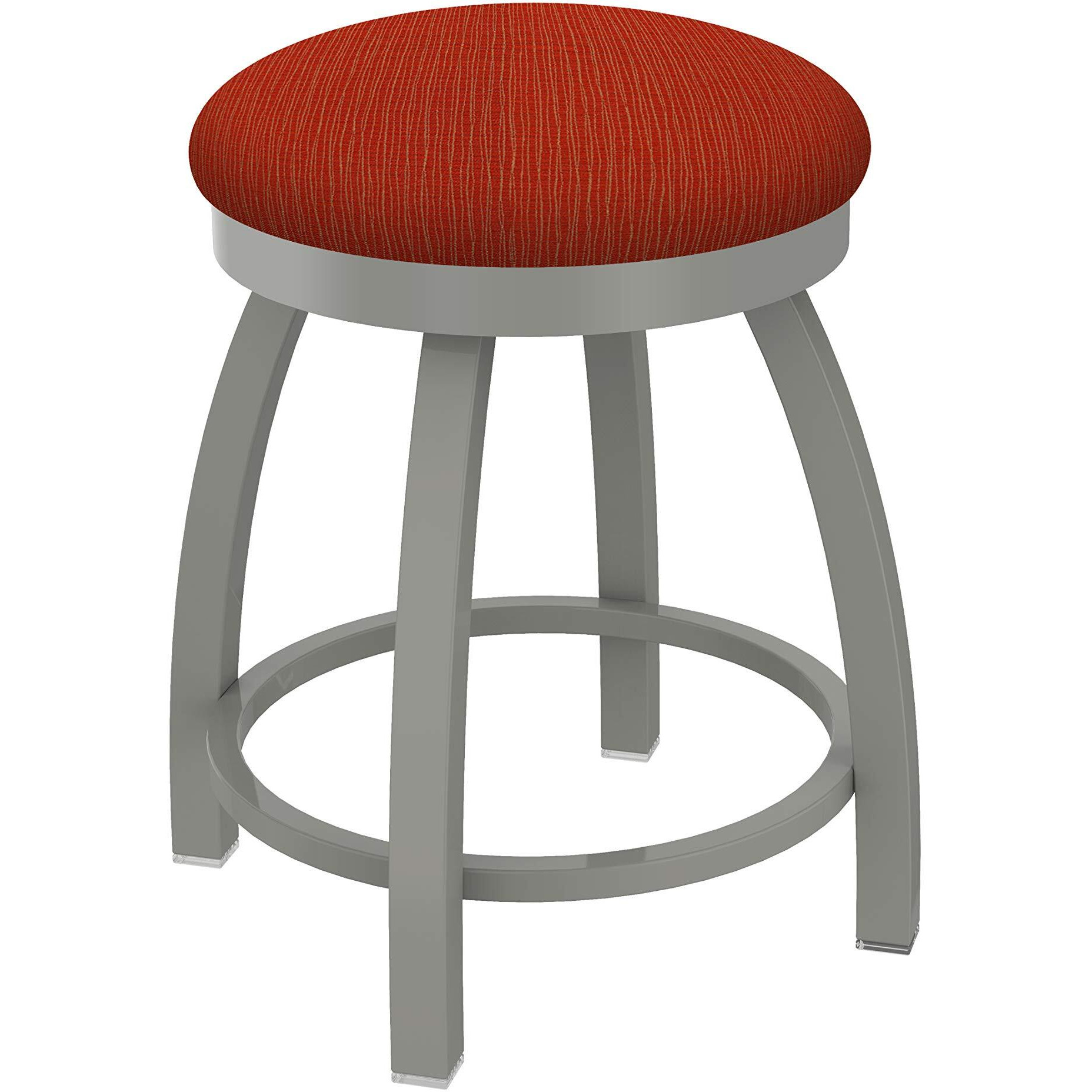 802 Misha 18" Swivel Vanity Stool with Anodized Nickel Finish and Graph Poppy Seat