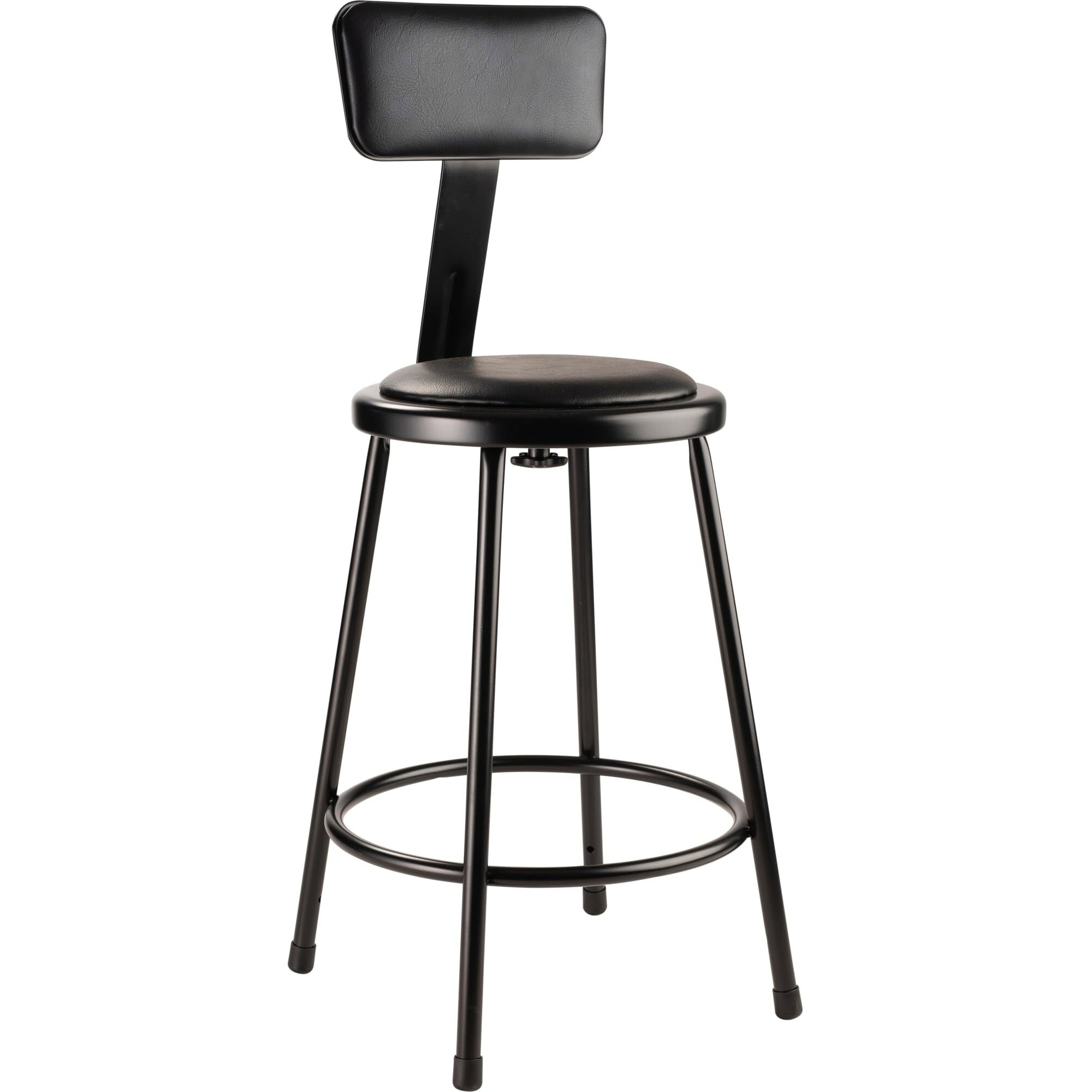 NPS 24" Heavy Duty Vinyl Padded Steel Stool with Backrest