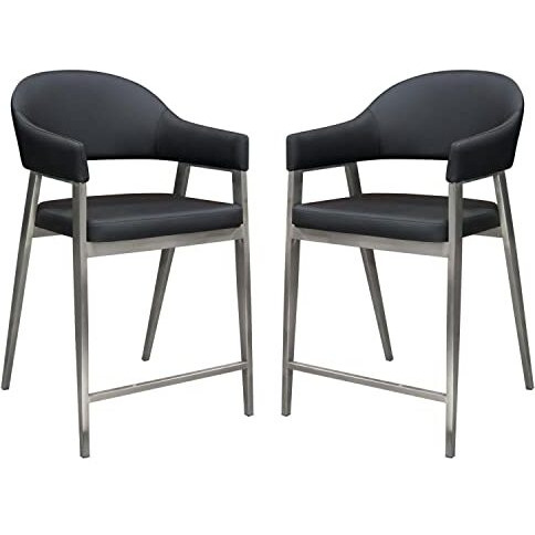 Diamond Sofa Adele Counter Stool in Black Set of 2