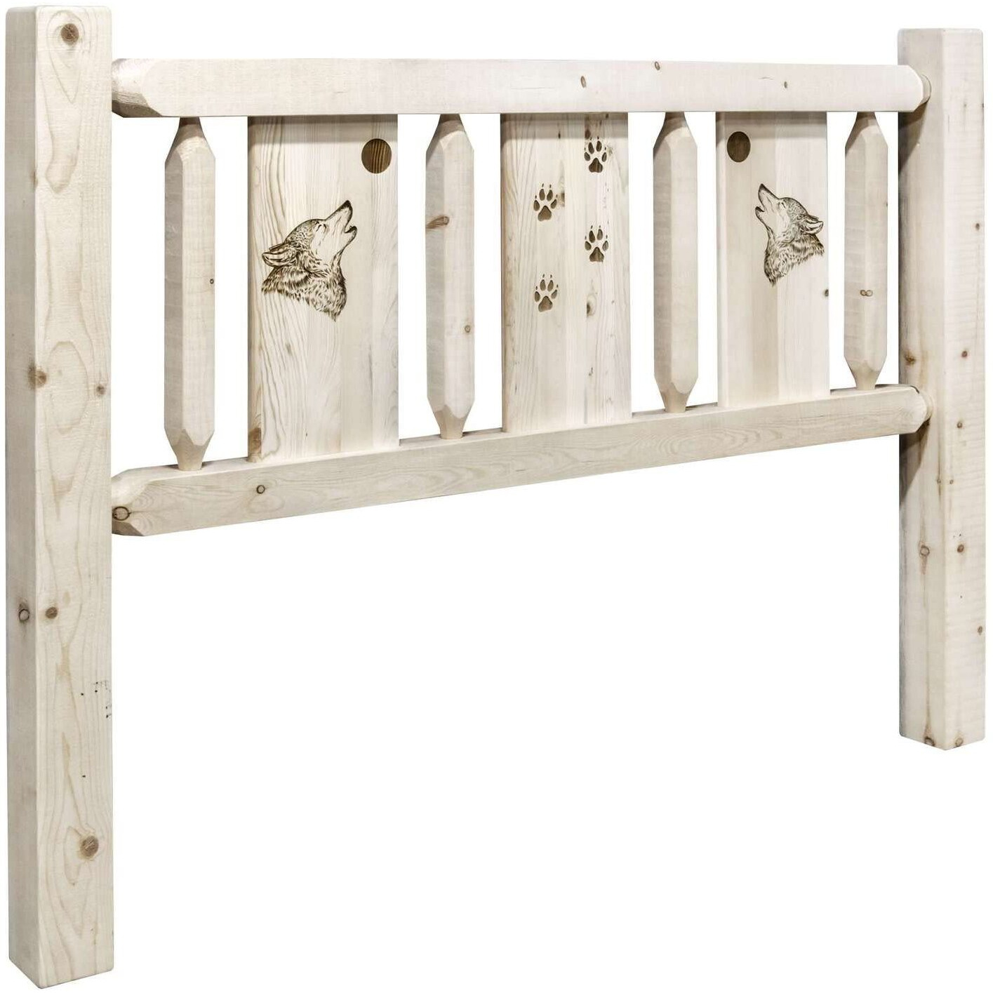 Montana Woodworks Wolf Design Laser Engraved Headboard in Clear Lacquer Finish (Queen 60 in. W x 5 in. D x 47 in. H (lbs.))