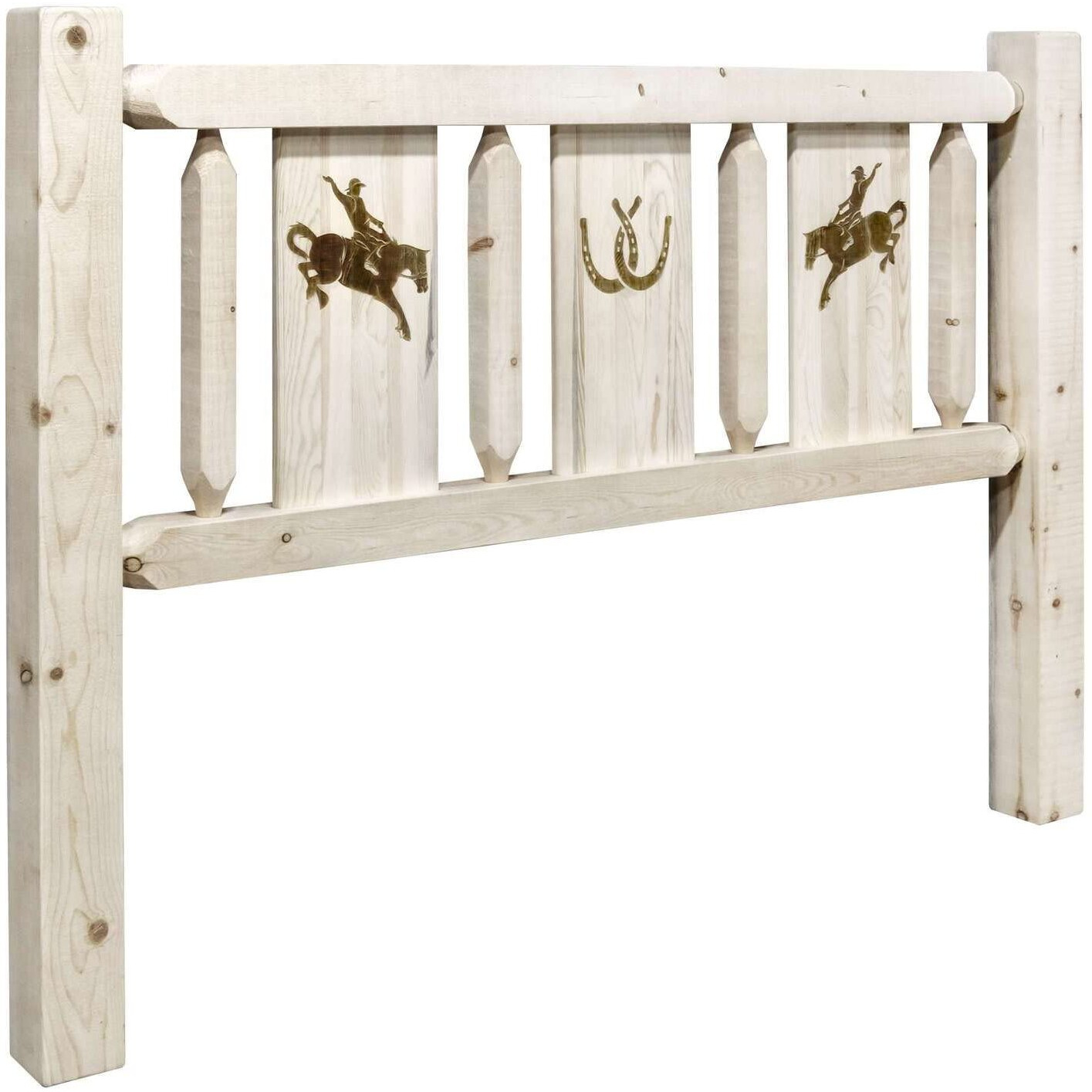 Montana Woodworks Bronc Design Laser Engraved Headboard in Clear Lacquer Finish (Queen 66 in. W x 5 in. D x 47 in. H (lbs.))