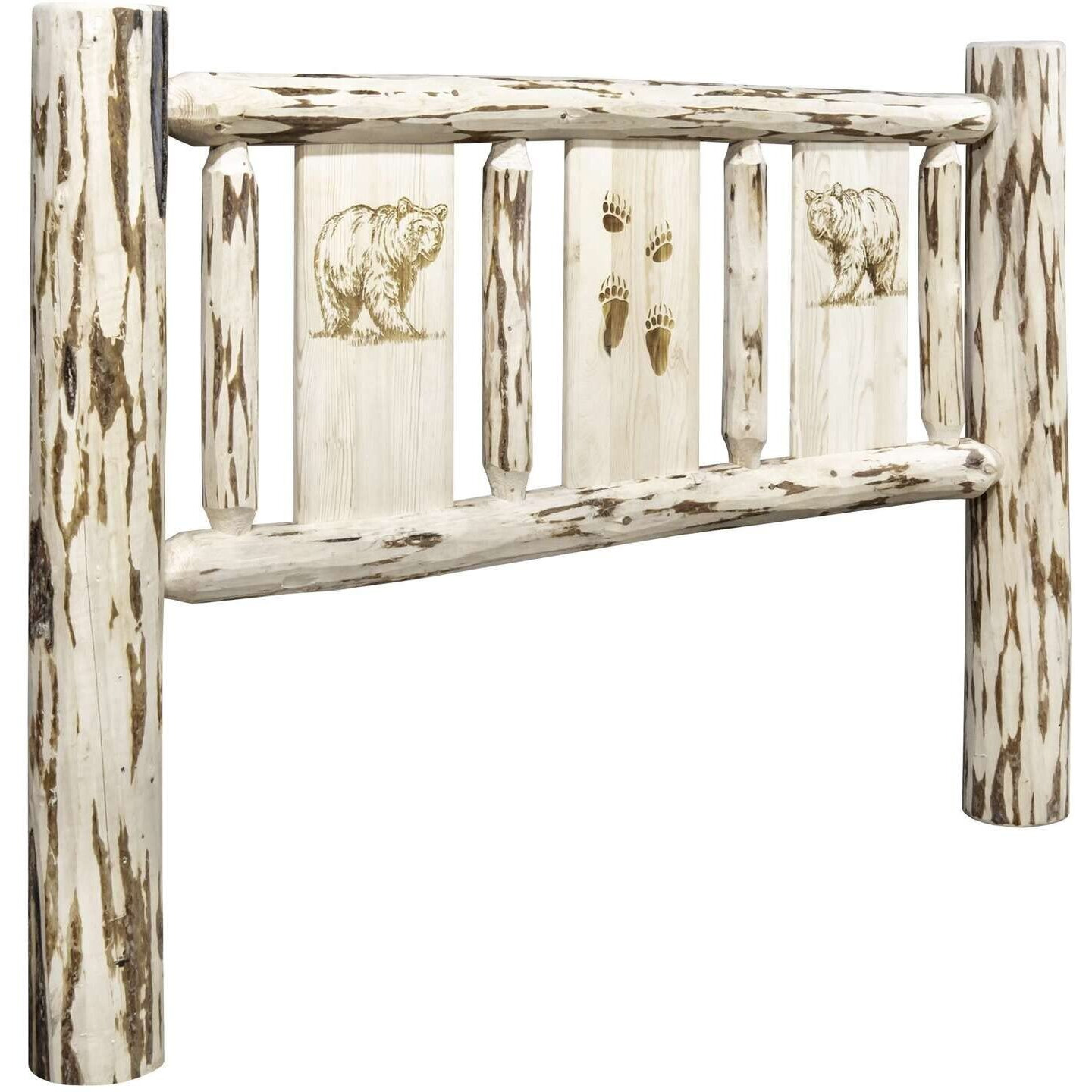 Montana Woodworks Bear Design Laser Engraved Headboard in Ready Finish (Queen 66 in. W x 6 in. D x 47 in. H (lbs.))