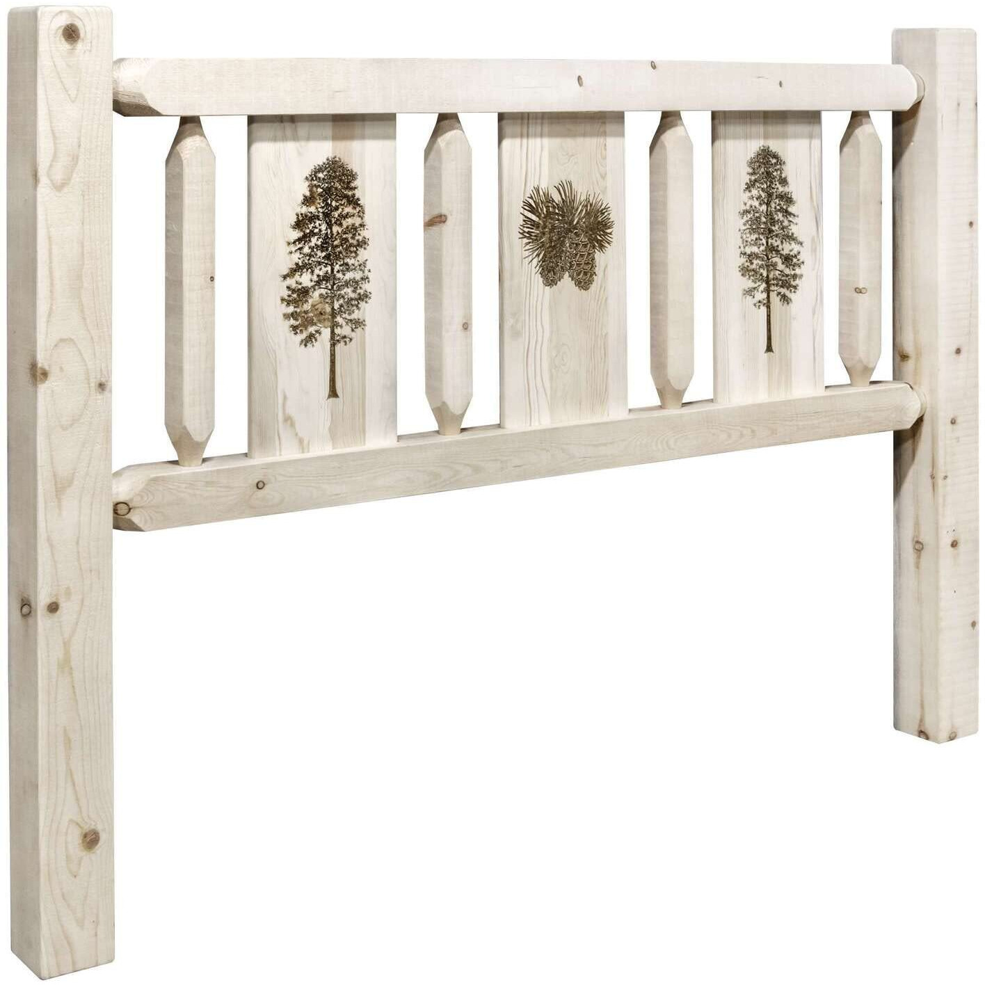 Montana Woodworks Pine Tree Design Headboard in Clear Lacquer Finish (Cal King 76 in. W x 5 in. D x 47 in. H (lbs.))