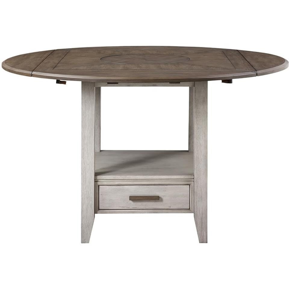 Abacus Two-Tone Smokey Alabaster and Brown Drop-Leaf Counter Table