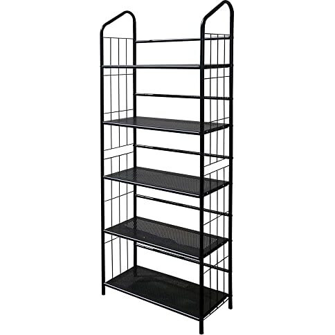 HomeRoots Black Five Shelf Metal Standing Book Shelf