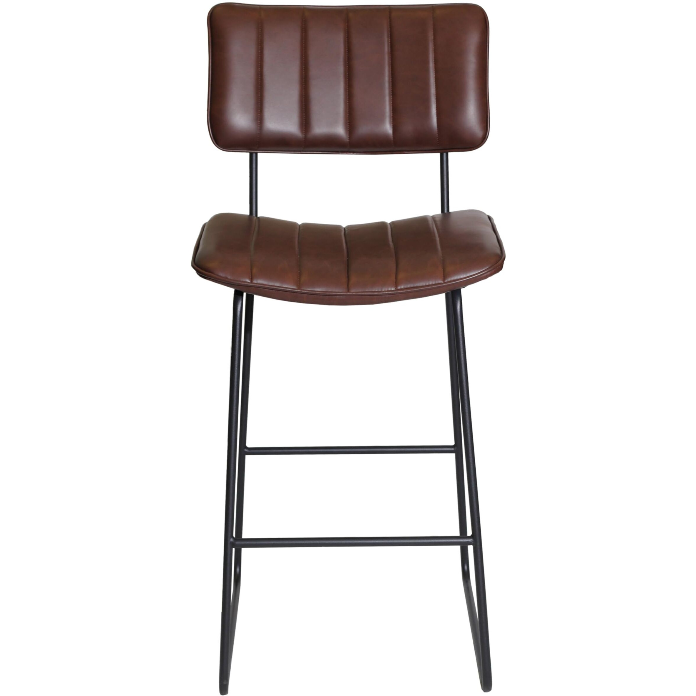Steve Silver Furniture Tribeca Bar Stool, 30-Inch Seat Height, Mid-Century Modern Style, Channel Back Seat, Cordovan Leatherette, Barstool, Kitchen Counter Chair, 22" D x 21" W x 44" H, Ebony, Brown
