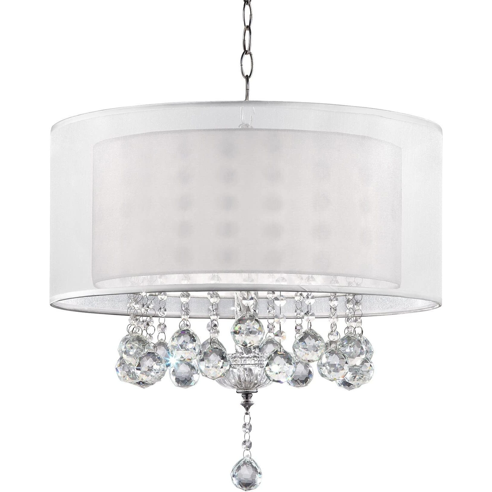 Chic Silver Ceiling Lamp with Crystal Accents and Silver Shade