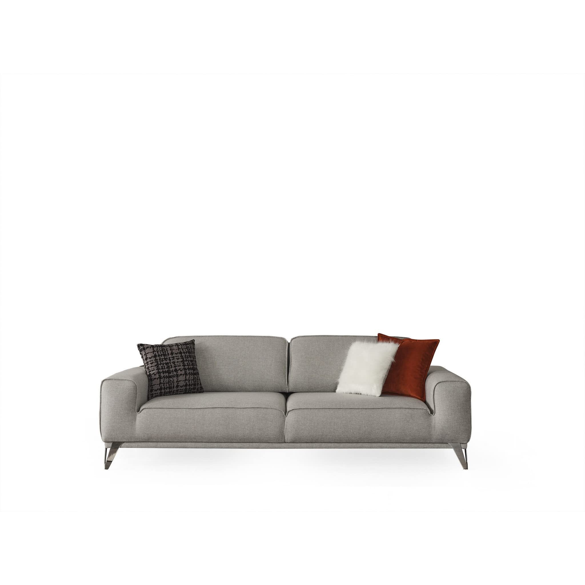 HomeRoots Light Grey Sofa Bed Linen Sleeper Stainless Steel with Sleeper Function
