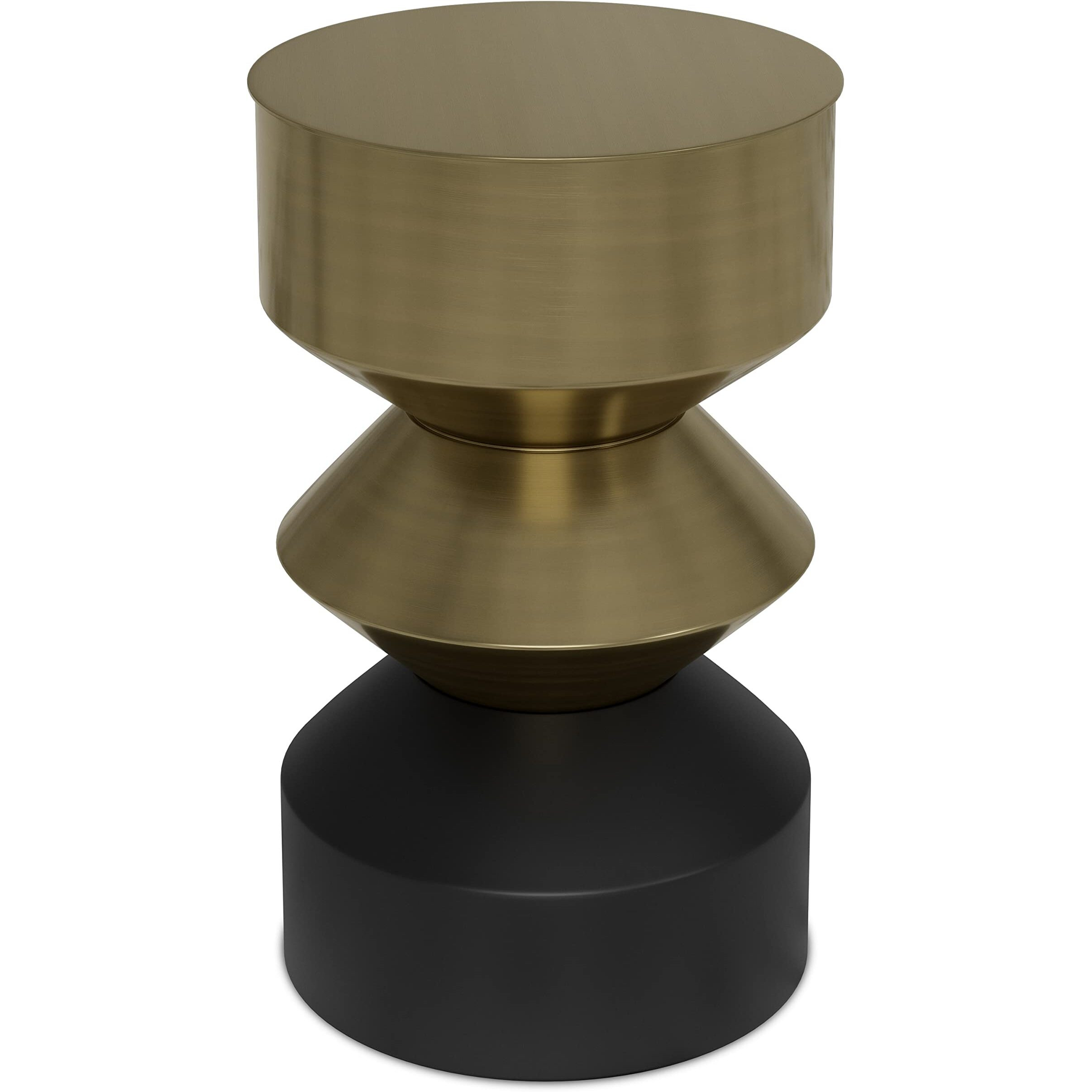 SIMPLIHOME Miller 14 Inch Wide Modern Metal Side Table in Black / Brass, Fully Assembled, For the Living Room and Bedroom