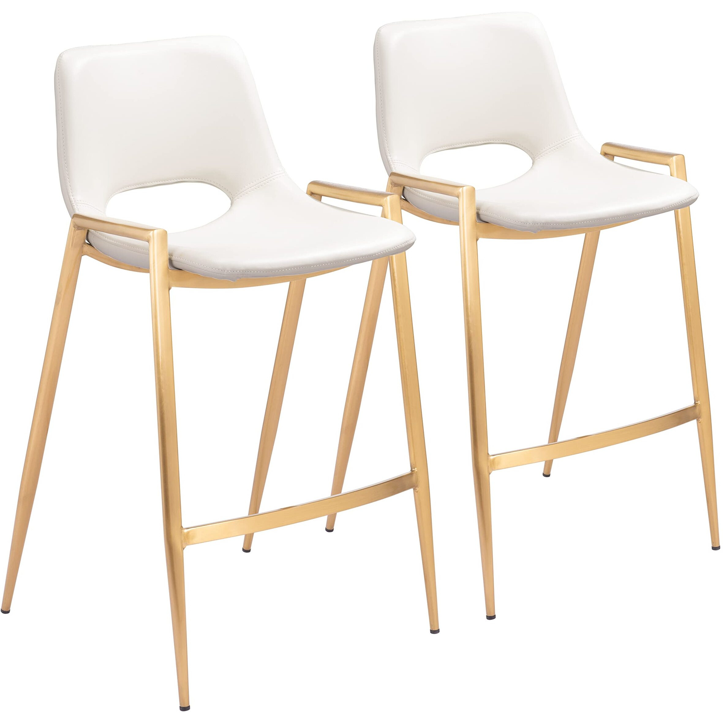 Zuo Desi Counter Stool White & Gold