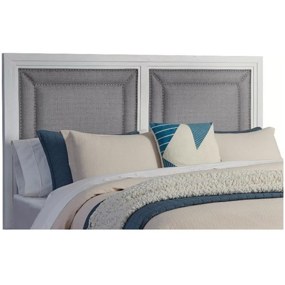 American Woodcrafters Dunescape 63" W Wood Queen Upholstered Headboard in White