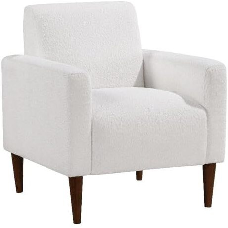 Comfort Pointe Cumulus White Boucle Fabric Modern Style Arm Chair