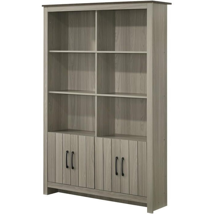 LILOLA LIVING Nyla 47" W Gray Oak Bookcase Shelf with Cabinet Doors