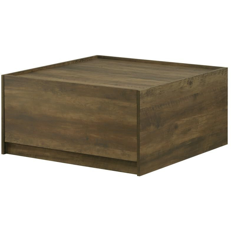 LILOLA LIVING Travon 31.5" W Oak Finish Square Coffee Table with 2 Drawers