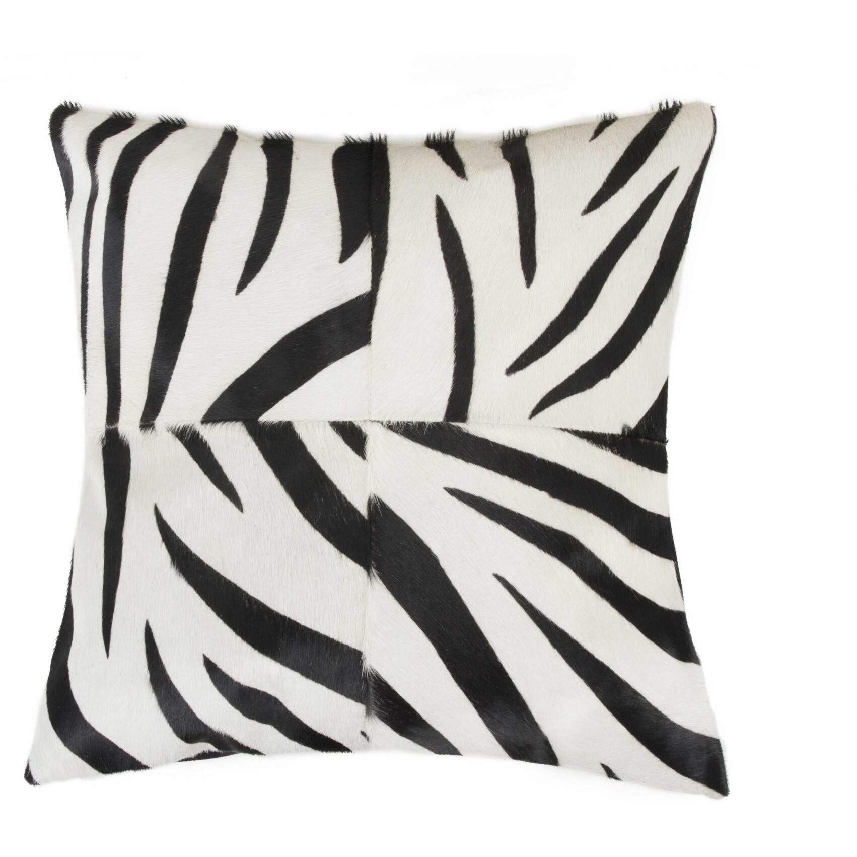 HomeRoots Kitchen Modern Decorative Quattro Pillow - 18" x 18" x 5", Zebra Black On White