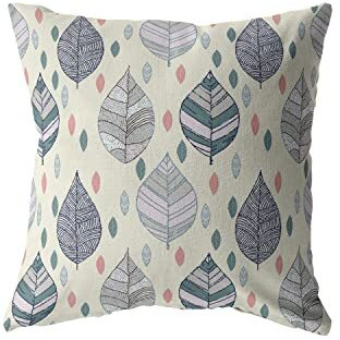 Amrita Sen Fall Leaves Broadcloth Indoor Outdoor Zippered Pillow Dark Green on Cream