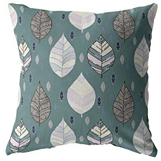 Amrita Sen Fall Leaves Double Sided Suede Pillow, Zippered, Muted Green