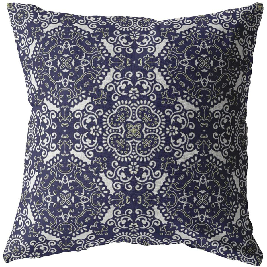 Amrita Sen Boho Sky Double Sided Suede Pillow, Zippered, Navy