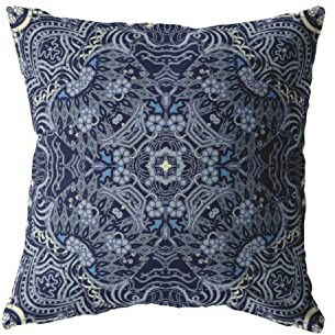 Amrita Sen Tree of Life Double Sided Suede Pillow, Zippered, Indigo