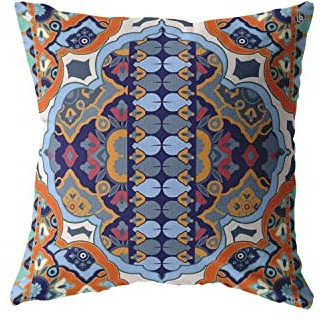 Amrita Sen Boho Flower Double Sided Suede Pillow, Zippered, Orange