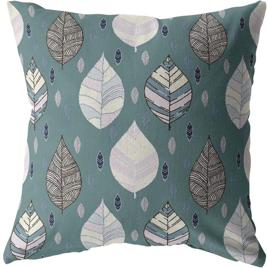 Amrita Sen Fall Leaves Double Sided Suede Pillow, Zippered, Muted Green