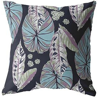 Amrita Sen Tropics Double Sided Suede Pillow, Zippered, Light Blue and Purple