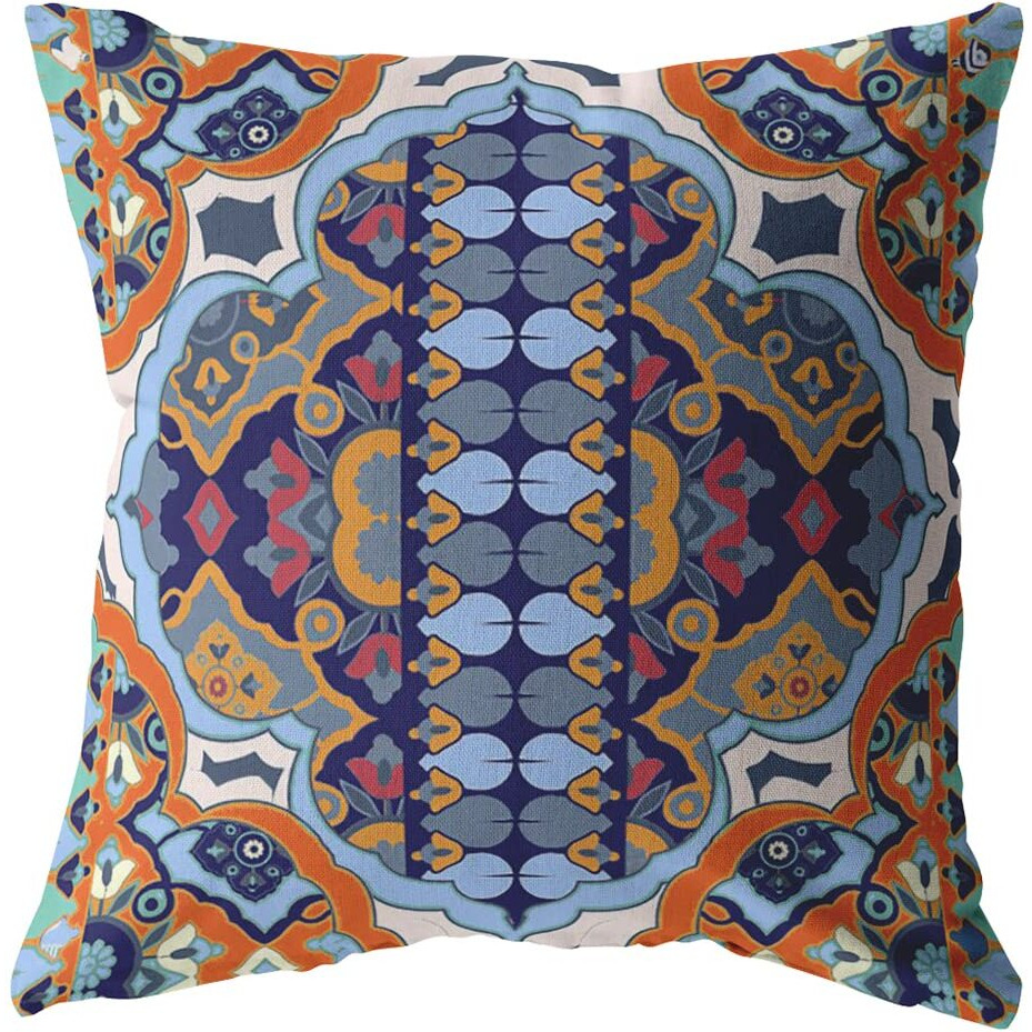 Amrita Sen Boho Flower Double Sided Suede Pillow, Zippered, Orange